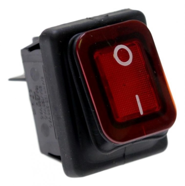Wippenschalter 2-polig 30x22mm 250V 16A rot 0 l