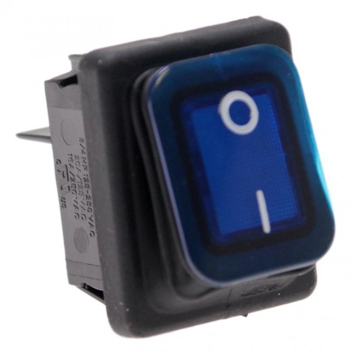Wippenschalter 2-polig 30x22mm 250V 16A blau 0 l